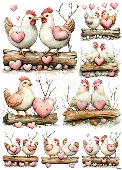Papier ryżowy do decoupage A4 Kury 4168