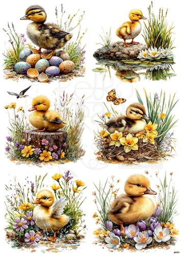 Papier ryżowy do decoupage A4 Wielkanoc - kaczuszki 4093