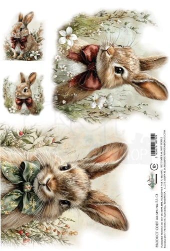 Papier ryżowy do decoupage A4 Zajączki AA-SPRING-RP-02 Alchemy of Art