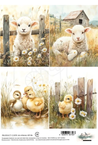 Papier ryżowy do decoupage A4 Zwierzęta AA-SPRING-RP-06 Alchemy of Art