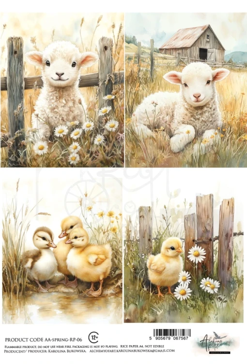 Papier ryżowy do decoupage A4 Zwierzęta AA-SPRING-RP-06 Alchemy of Art