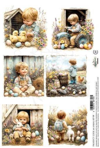Papier ryżowy do decoupage A4 Wielkanoc - chłopiec AA-SPRING-RP-08 Alchemy of Art