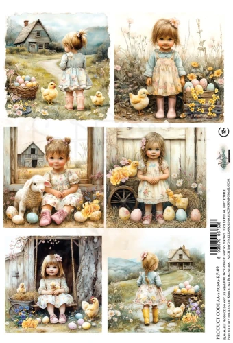 Papier ryżowy do decoupage A4 Wielkanoc - dziewczynka AA-SPRING-RP-09 Alchemy of Art