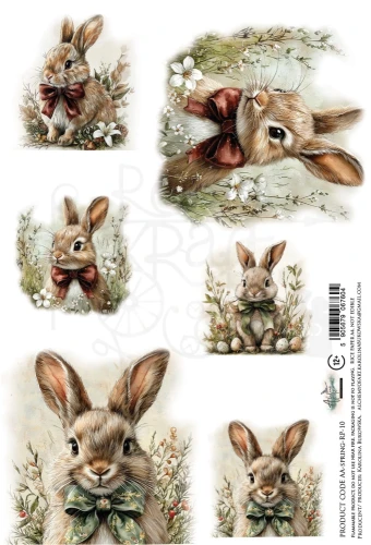 Papier ryżowy do decoupage A4 Zajączki AA-SPRING-RP-10 Alchemy of Art