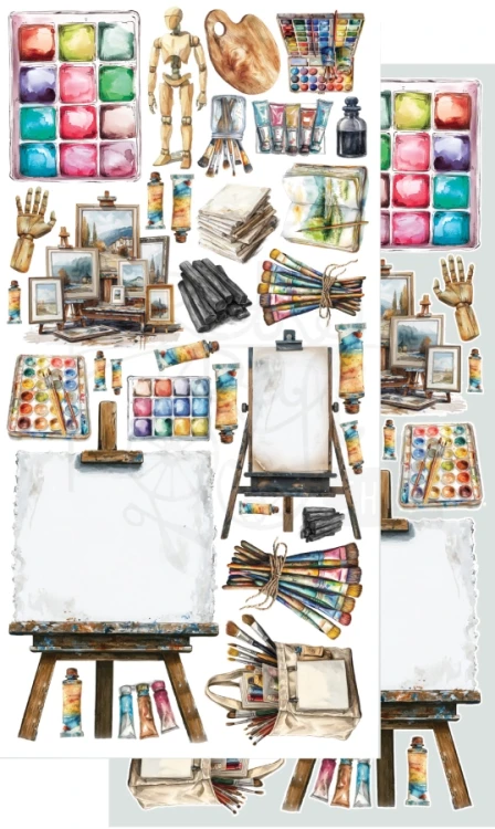 Zestaw papierów 15x30 dodatki do samodzielnego wycięcia Art - Malarstwo AA-ART-10 Alchemy of Art
