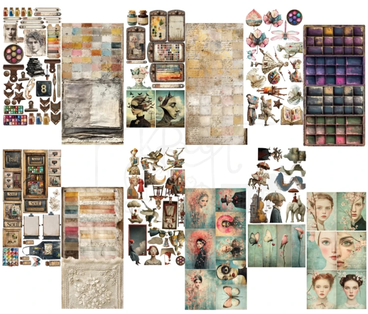 Zestaw papierów 15x30 dodatki do samodzielnego wycięcia Art - Sztuka AA-ART-11 Alchemy of Art