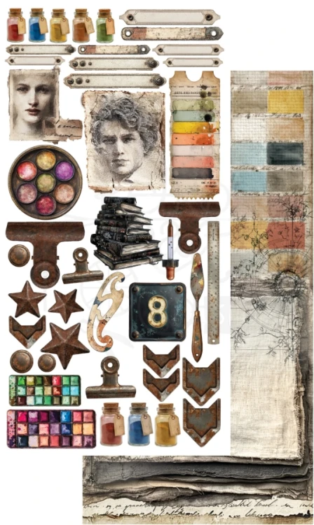 Zestaw papierów 15x30 dodatki do samodzielnego wycięcia Art - Sztuka AA-ART-11 Alchemy of Art