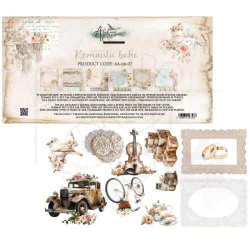 Zestaw papierów do scrapbookingu 30x30 Romantic Boho AA-RB-07 Alchemy of Art