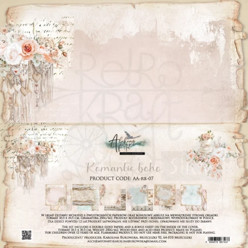 Zestaw papierów do scrapbookingu 30x30 Romantic Boho AA-RB-07 Alchemy of Art