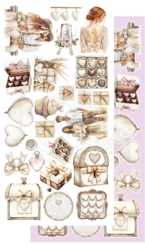 Zestaw papierów 15x30 dodatki do samodzielnego wycięcia Romantic Boho -AA-RB-10 Alchemy of Art