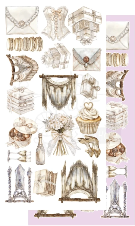 Zestaw papierów 15x30 dodatki do samodzielnego wycięcia Romantic Boho -AA-RB-10 Alchemy of Art
