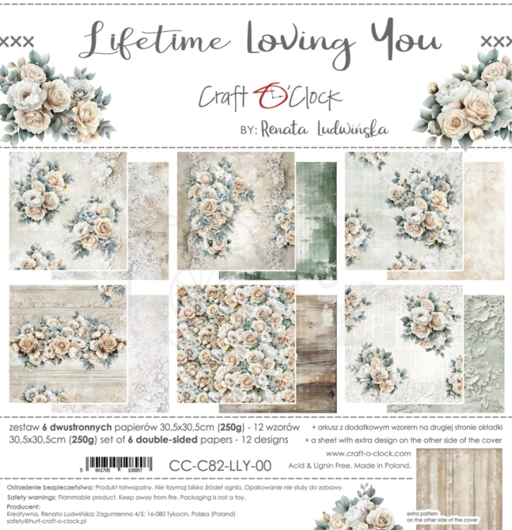 Zestaw papierów do scrapbookingu 30x30 Lifetime Loving You CC-C82-LLY-00 Craft O'Clock