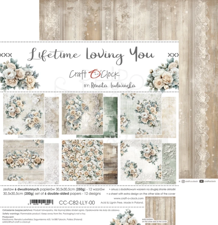 Zestaw papierów do scrapbookingu 30x30 Lifetime Loving You CC-C82-LLY-00 Craft O'Clock