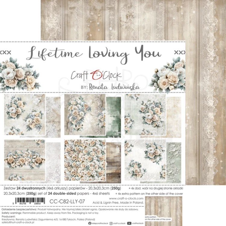 Zestaw papierów do scrapbookingu 20x20 Lifetime Loving You CC-C82-LLY-07 Craft O'Clock