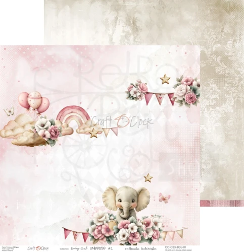 Zestaw papierów do scrapbookingu 30x30 Babygirl Universe CC-C83-BGU-00 Craft O'Clock