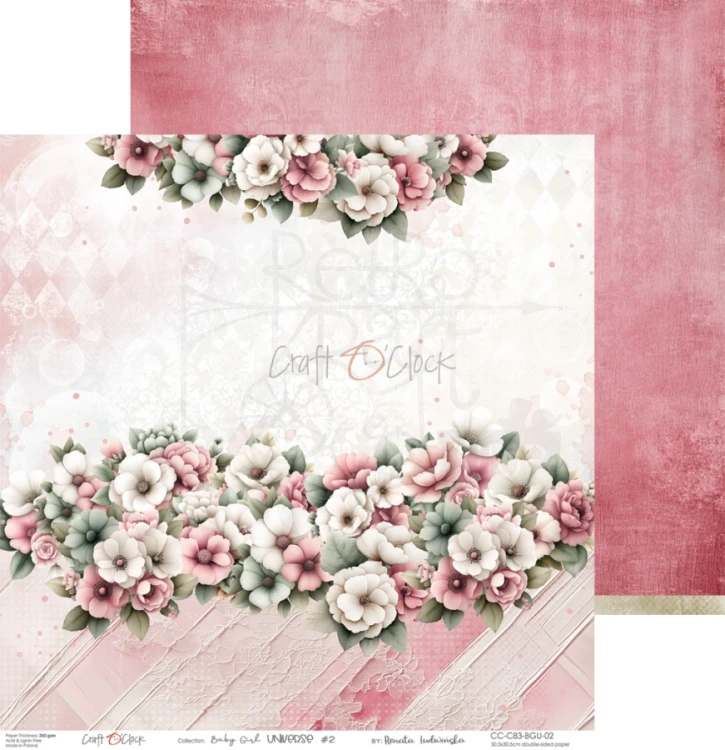 Zestaw papierów do scrapbookingu 30x30 Babygirl Universe CC-C83-BGU-00 Craft O'Clock