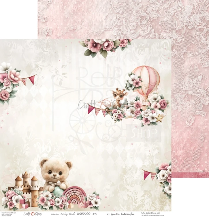 Zestaw papierów do scrapbookingu 30x30 Babygirl Universe CC-C83-BGU-00 Craft O'Clock