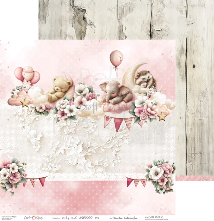 Zestaw papierów do scrapbookingu 30x30 Babygirl Universe CC-C83-BGU-00 Craft O'Clock