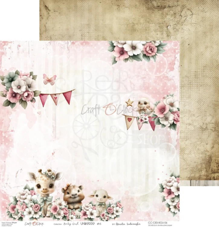 Zestaw papierów do scrapbookingu 30x30 Babygirl Universe CC-C83-BGU-00 Craft O'Clock