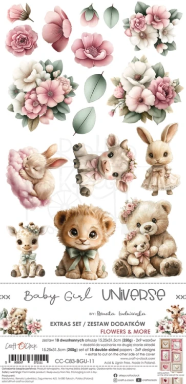 Zestaw dodatków 15x30 Babygirl Universe - Flowers &amp; More CC-C83-BGU-11 Craft O'Clock