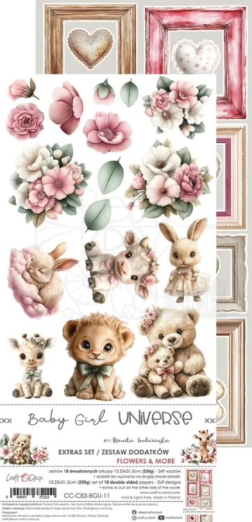 Zestaw dodatków 15x30 Babygirl Universe - Flowers &amp; More CC-C83-BGU-11 Craft O'Clock