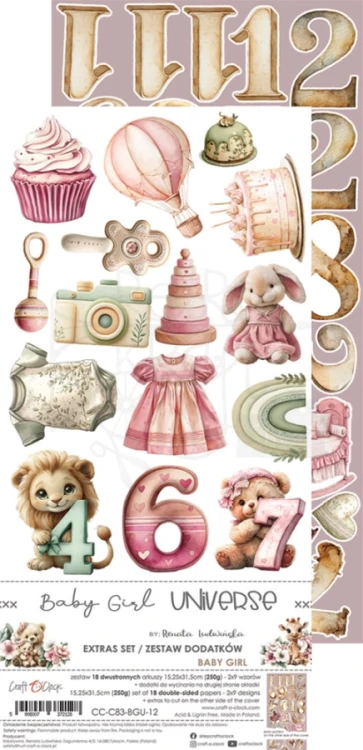 Zestaw dodatków 15x30 Babygirl Universe - Babygirl CC-C83-BGU-12 Craft O'Clock