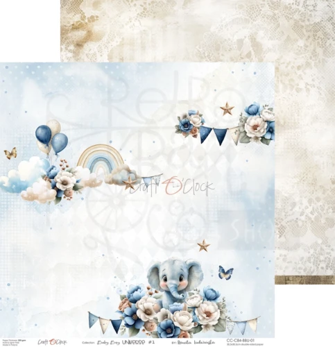 Zestaw papierów do scrapbookingu 30x30 Babyboy Universe CC-C84-BBU-00 Craft O'Clock