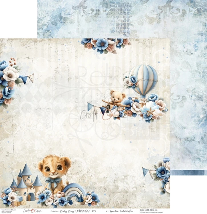Zestaw papierów do scrapbookingu 30x30 Babyboy Universe CC-C84-BBU-00 Craft O'Clock
