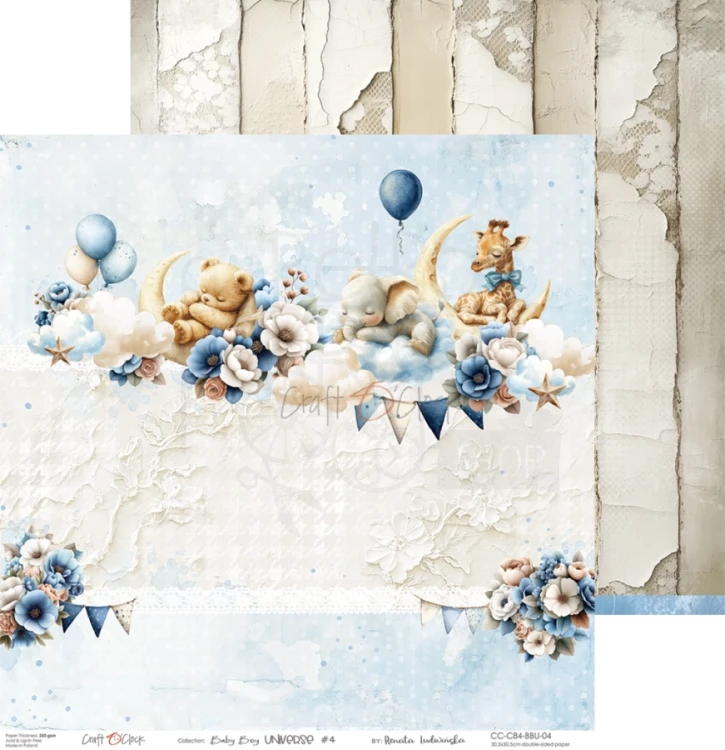 Zestaw papierów do scrapbookingu 30x30 Babyboy Universe CC-C84-BBU-00 Craft O'Clock