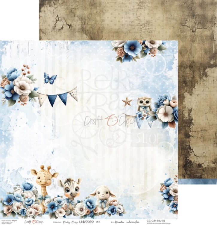 Zestaw papierów do scrapbookingu 30x30 Babyboy Universe CC-C84-BBU-00 Craft O'Clock