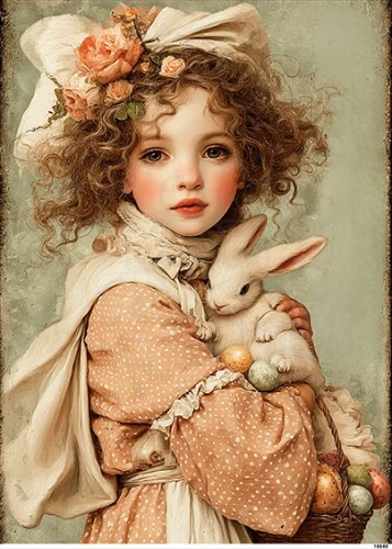 Papier ryżowy do decoupage A5 Dziewczynka z królikiem 18849