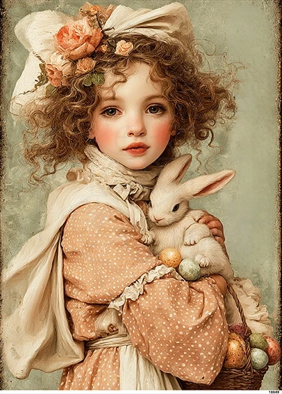 Papier ryżowy do decoupage A5 Dziewczynka z królikiem 18849