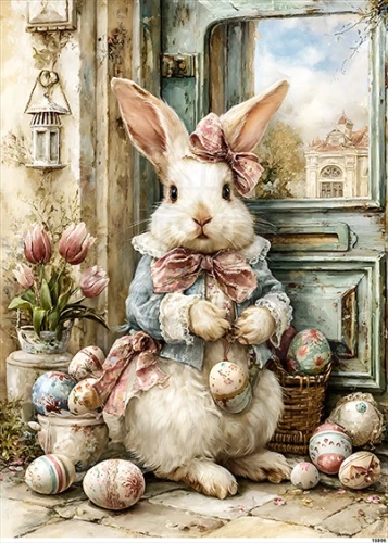 Papier ryżowy do decoupage A5 Króliczek i pisanki 18806