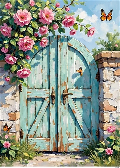 Papier ryżowy do decoupage A5 Brama i kwiaty 18709