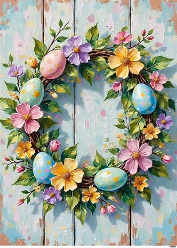 Papier ryżowy do decoupage A5 Wielkanoc - wianek z jajkami 18606