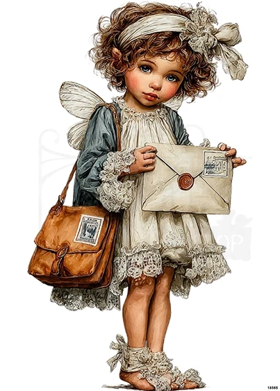 Papier ryżowy do decoupage A5 Dziewczynka aniołek i list 18565