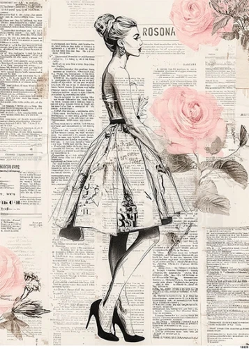 Papier ryżowy do decoupage A5 Kobieta i róże 18525