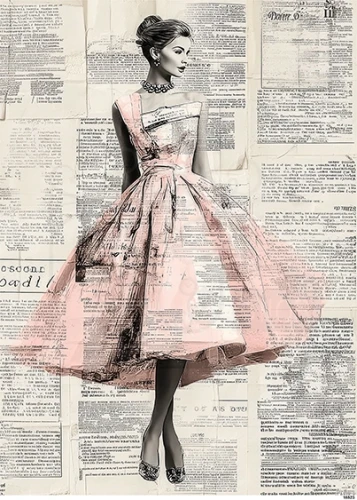 Papier ryżowy do decoupage A5 Kobieta w różowej sukience 18523
