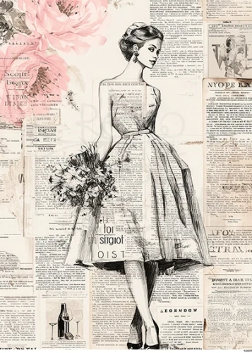 Papier ryżowy do decoupage A5 Kobieta z kwiatami 18522