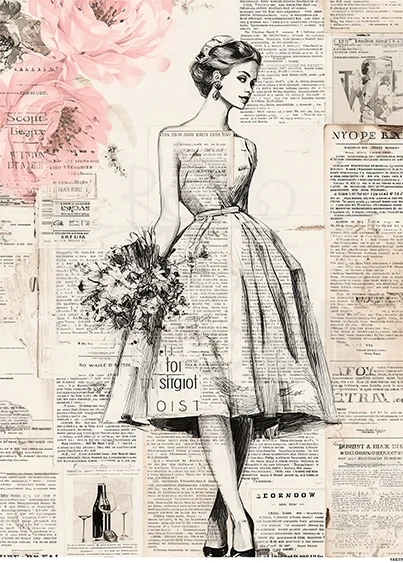 Papier ryżowy do decoupage A5 Kobieta z kwiatami 18522
