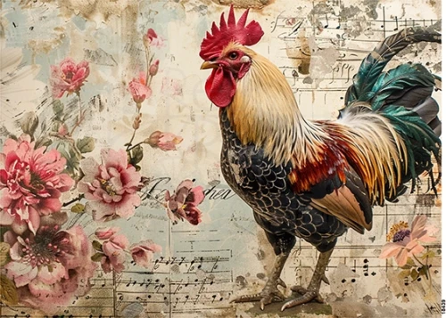 Papier ryżowy do decoupage A5 Kogut retro 18439