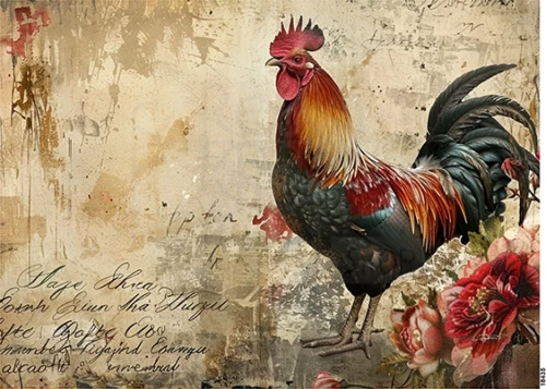 Papier ryżowy do decoupage A5 Kogut retro 18435