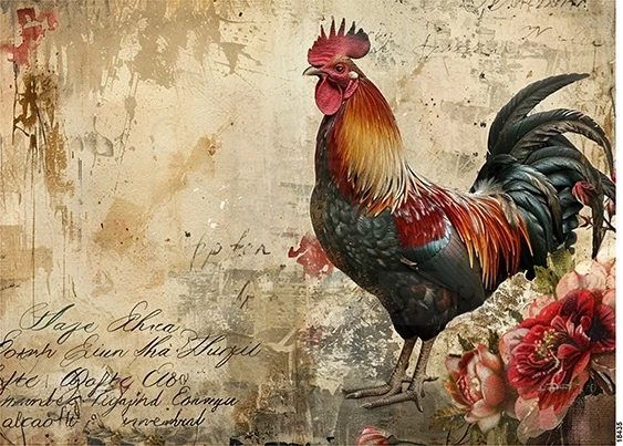 Papier ryżowy do decoupage A5 Kogut retro 18435