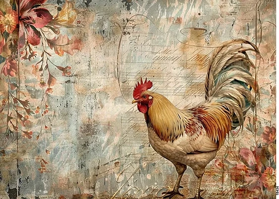 Papier ryżowy do decoupage A5 Kogut retro 18434