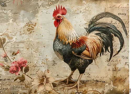 Papier ryżowy do decoupage A5 Kogut retro 18429