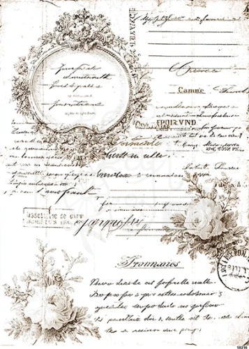 Papier ryżowy do decoupage A5 Grafika - elementy retro i ramka 18316
