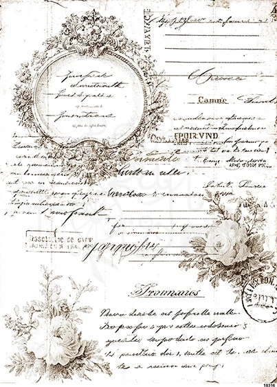 Papier ryżowy do decoupage A5 Grafika - elementy retro i ramka 18316