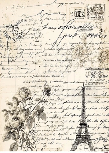 Papier ryżowy do decoupage A5 Grafika - elementy retro i wieża Eiffla 18302