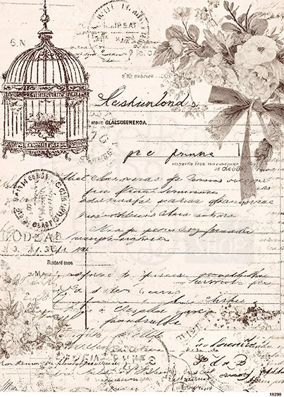 Papier ryżowy do decoupage A5 Grafika - elementy retro i klatka 18298