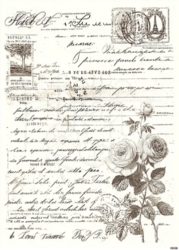 Papier ryżowy do decoupage A4 Grafika - elementy retro i róże 18338
